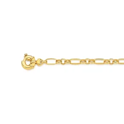 Prouds Bracelets>9Ct Gold 19Cm Solid Belcher 3+1 Figaro Bolt Ring Bracelet