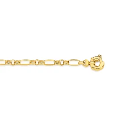 Prouds Bracelets>9Ct Gold 19Cm Solid Belcher 3+1 Figaro Bolt Ring Bracelet