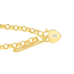 Prouds Bracelets>9Ct Gold 19Cm Solid Belcher Diamond Padlock Bracelet