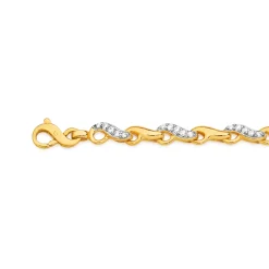 Prouds Bracelets>9Ct Gold 19Cm Solid Cz Twist Bracelet In White