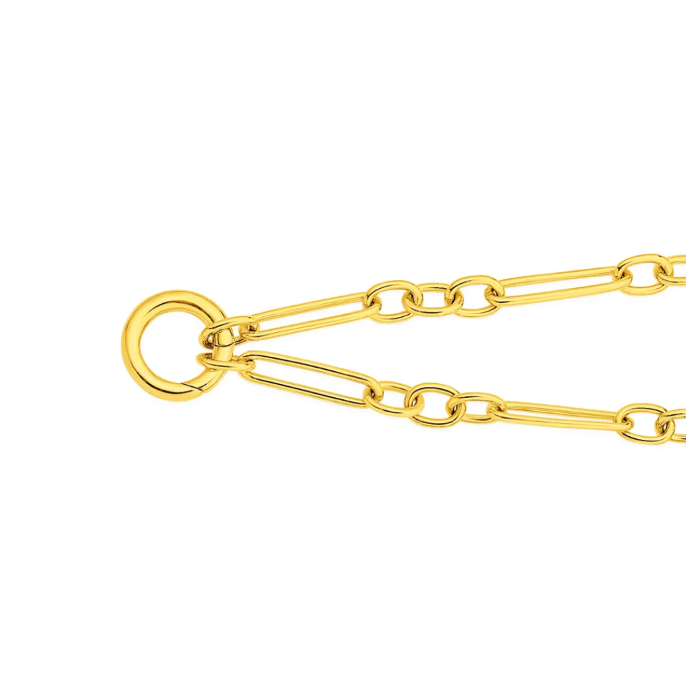 Prouds Bracelets>9Ct Gold 19Cm Solid Figaro 3+1 Paperclip Bracelet