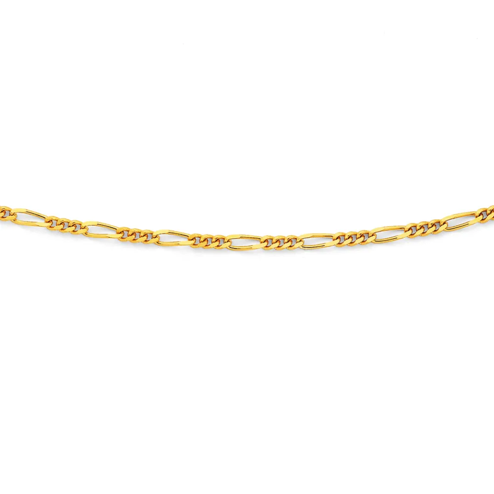 Prouds Necklaces>9Ct Gold 45Cm Solid Figaro 3+1 Chain