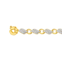 Prouds Bracelets>9Ct Gold 18.5Cm Solid Flame Links Cz Bolt Ring Bracelet In White