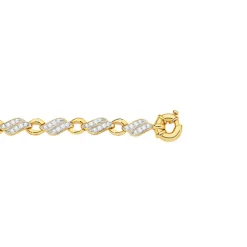 Prouds Bracelets>9Ct Gold 18.5Cm Solid Flame Links Cz Bolt Ring Bracelet In White