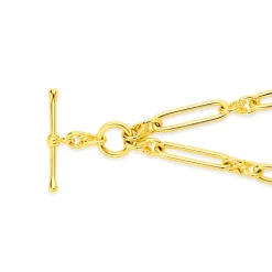 Prouds Bracelets>9Ct Gold 20Cm Solid Paperclip 1+1 T-Bar Bracelet