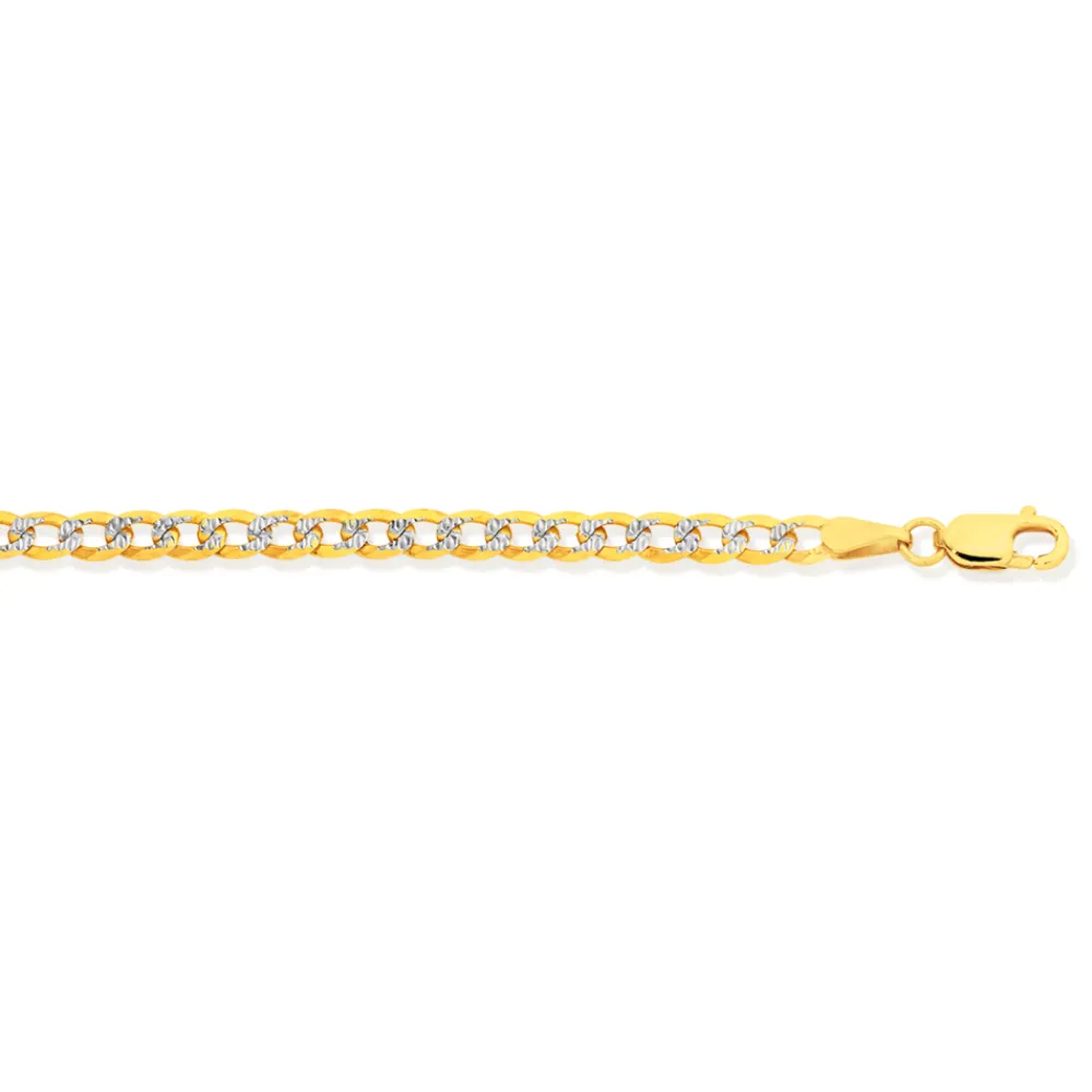Prouds Bracelets>9Ct Gold 19.5Cm Two Tone Curb Bracelet