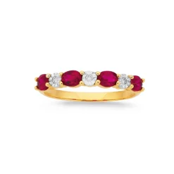Prouds Rings>9Ct Gold Created Ruby & Diamond Ring In Red