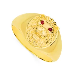 Prouds Rings>9Ct Gold Created Ruby Lion Head Ring