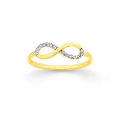 Prouds Rings>9Ct Gold Cubic Zirconia Pave Infinity Ring In White