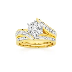 Prouds Rings>18Ct Gold Diamond Bridal Set