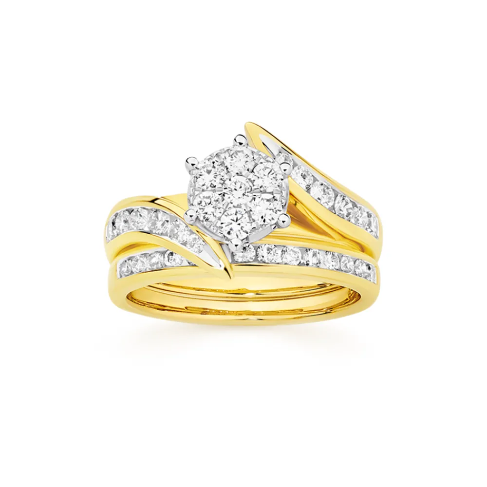 Prouds Rings>18Ct Gold Diamond Bridal Set