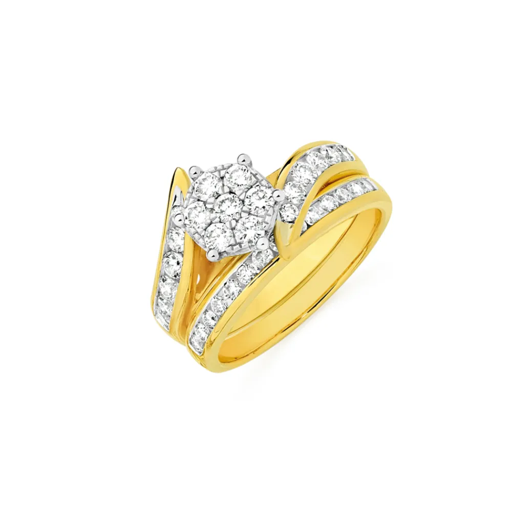 Prouds Rings>18Ct Gold Diamond Bridal Set