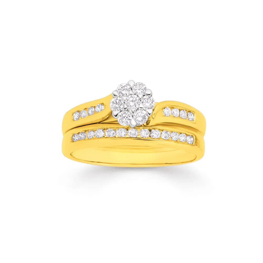 Prouds Rings>18Ct Gold Diamond Bridal Set