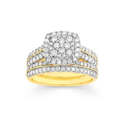 Prouds Rings>18Ct Gold Diamond Cushion Shape Bridal Set