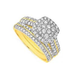 Prouds Rings>18Ct Gold Diamond Cushion Shape Bridal Set