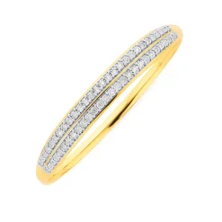 Prouds Bangles>9Ct Gold Diamond Double Row Bangle