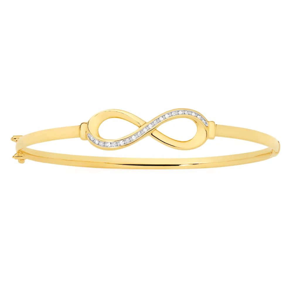 Prouds Bangles>9Ct Gold Diamond Infinity Bangle