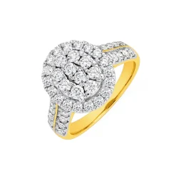 Prouds Rings>18Ct Gold Diamond Oval Cluster Ring