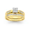 Prouds Rings>18Ct Gold Diamond Princess Cut Bridal Set