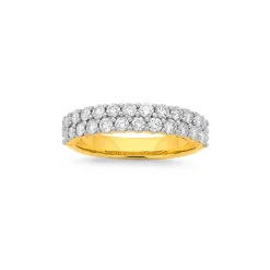 Prouds Rings>18Ct Gold Diamond Two Row Band