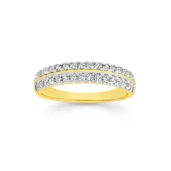 Prouds Rings>18Ct Gold Diamond Two Row Band