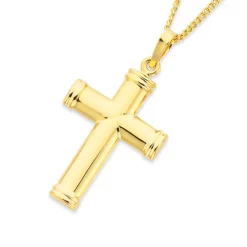 Prouds Pendants>9Ct Gold 30Mm Capped Ends Cross Pendant