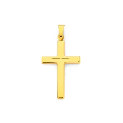 Prouds Pendants>9Ct Gold 24Mm Diamond-Cut Cross Pendant