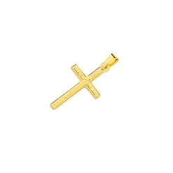 Prouds Pendants>9Ct Gold 21Mm Diamond-Cut Cross Pendant