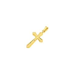 Prouds Pendants>9Ct Gold 16Mm Diamond-Cut Flute Cross Pendant