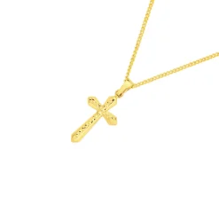 Prouds Pendants>9Ct Gold 16Mm Diamond-Cut Flute Cross Pendant