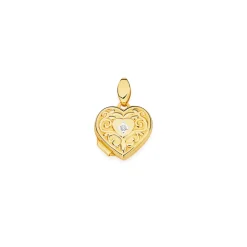 Prouds Pendants>9Ct Gold 12Mm Diamond-Set Filigree Heart Locket