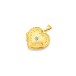 Prouds Pendants>9Ct Gold 15Mm Diamond-Set Mum Message Heart Locket