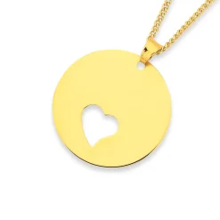 Prouds Pendants>9Ct Gold 20Mm Disc Heart Cutout Pendant