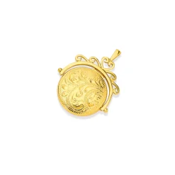 Prouds Pendants>9Ct Gold 25Mm Filigree Engraved Flat Round Spinner Locket