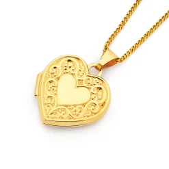 Prouds Pendants>9Ct Gold 15Mm Filigree Heart Locket
