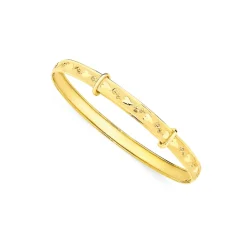 Prouds Bangles>9Ct Gold 40Mm Heart Engraved Expandable Baby Bangle