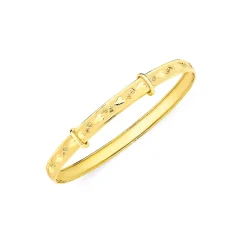 Prouds Bangles>9Ct Gold 40Mm Heart Engraved Expandable Baby Bangle