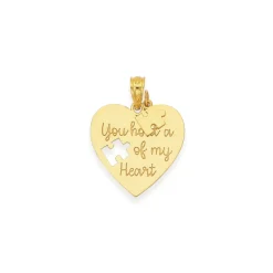 Prouds Pendants>9Ct Gold 18Mm Puzzle Message Heart Plate Pendant