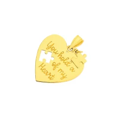 Prouds Pendants>9Ct Gold 18Mm Puzzle Message Heart Plate Pendant