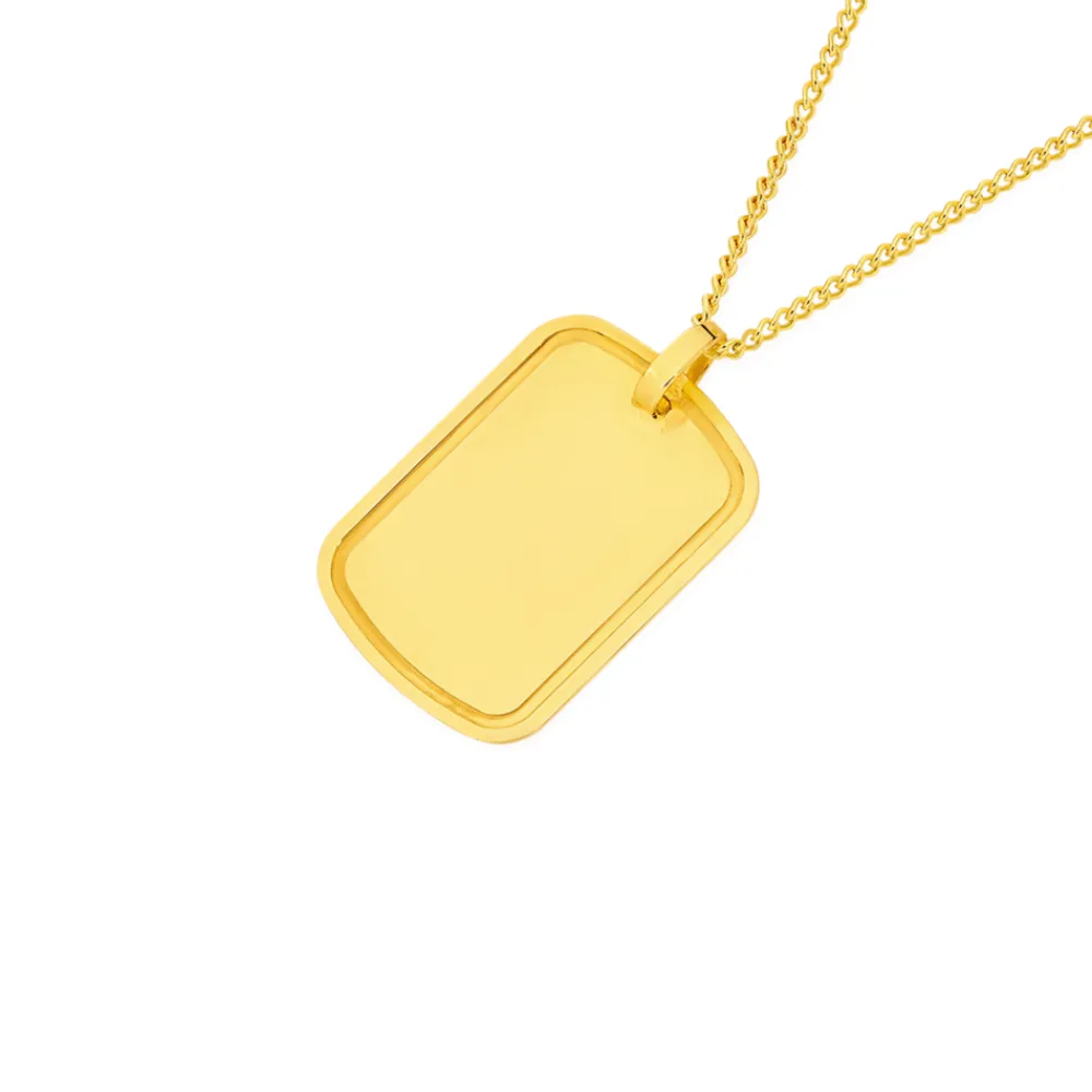 Prouds Pendants>9Ct Gold 25Mm Reversible Dog Tag Pendant