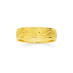 Prouds Rings>9Ct Gold 6.5Mm Satin Wave Centre Ring
