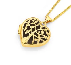 Prouds Pendants>9Ct Gold 18Mm Tree Of Life Heart Locket