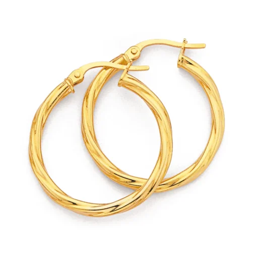Prouds Earrings>9Ct Gold 20Mm Twist Hoop Earrings
