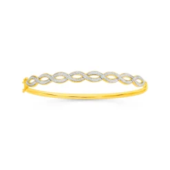 Prouds Bangles>9Ct Gold 65Mm Two Tone Wave Oval Bangle