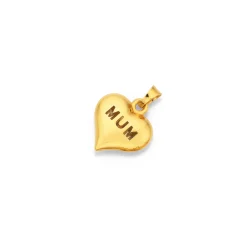 Prouds Pendants>9Ct Gold 'Mum' Cutout Puff Tapered Heart Pendant