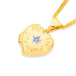 Prouds Pendants>9Ct Gold 'My 1St Diamond' Heart Locket