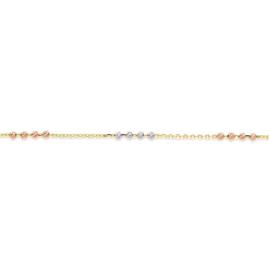 Prouds Body Jewellery>9Ct Gold Tri Tone 27Cm Beaded Anklet