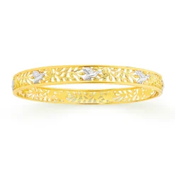 Prouds Bangles>9Ct Gold Two Tone Filigree Hummingbird Bangle
