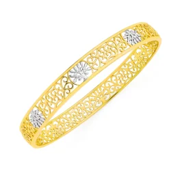 Prouds Bangles>9Ct Gold Two Tone Tree Of Life Bangle