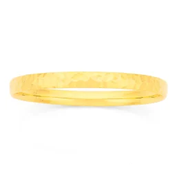 Prouds Bangles>9Ct Gold 6X65Mm Hollow Hammered Bangle